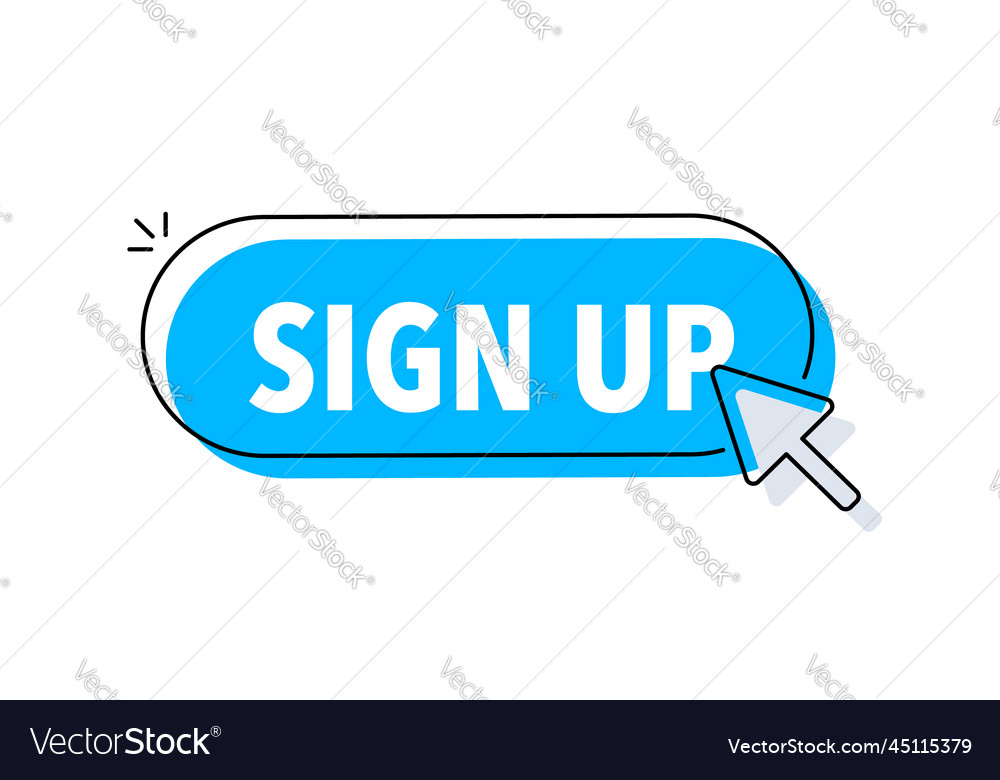 Sign us button with cursor pointer click vector image Sign us button with cursor pointer click