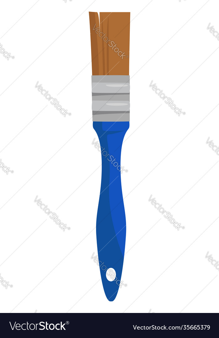 Small blue paint brush on a white background Vector Image