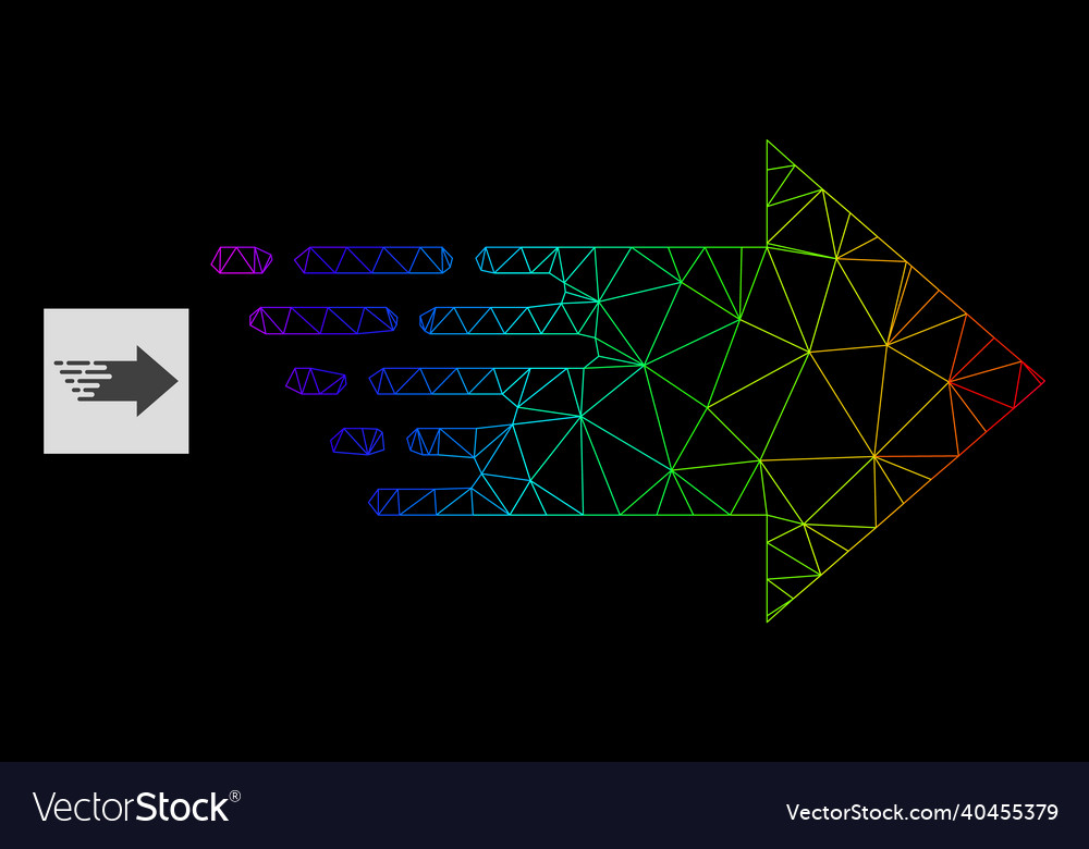 Spectral gradiented polygonal net right arrow icon vector image Spectral gradiented polygonal net right arrow icon