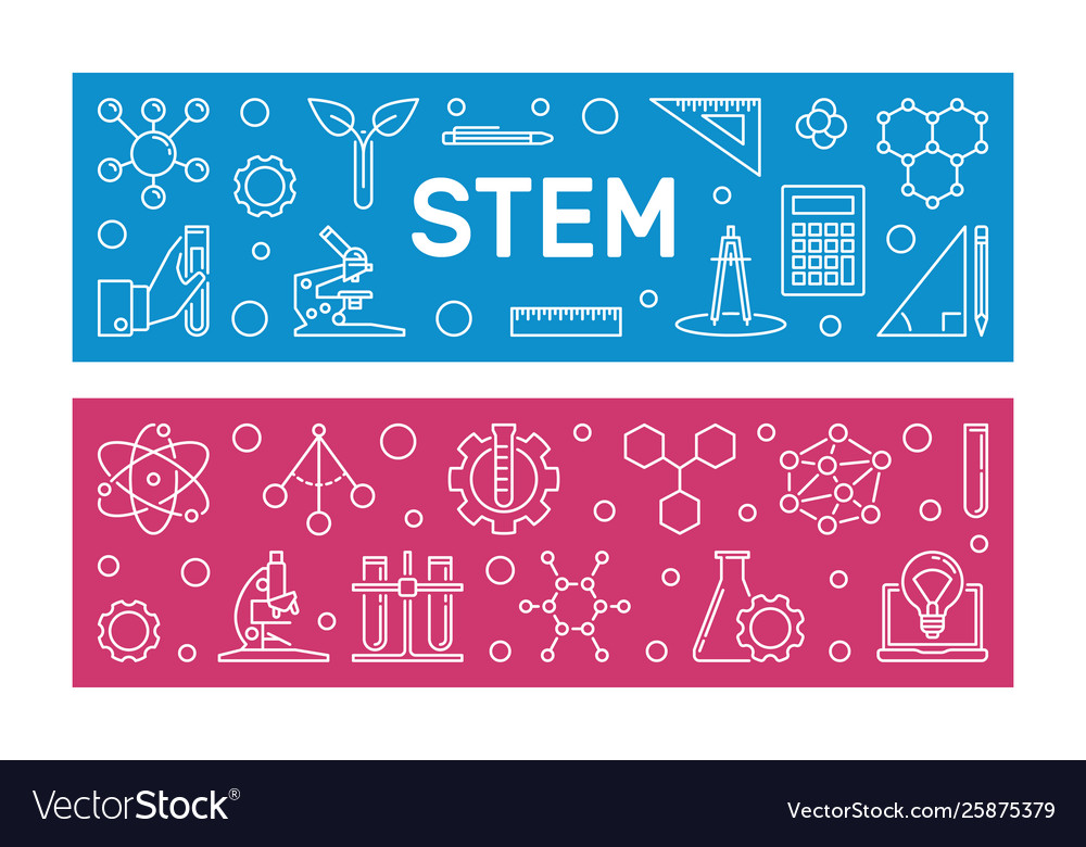 Stem concept two modern banners in outline