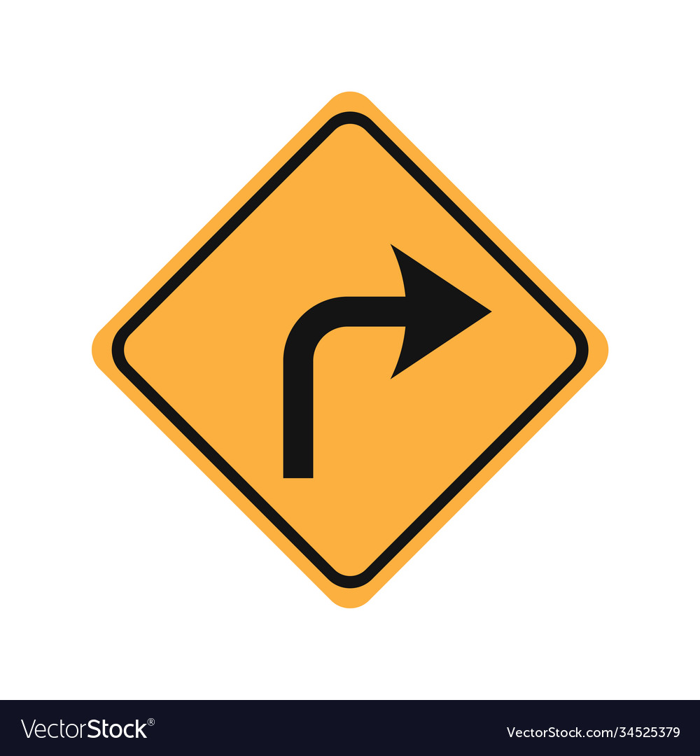 Turn right glyph icon road sign in white