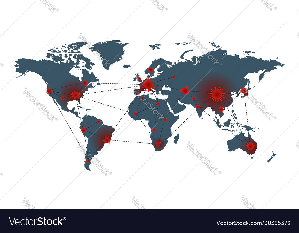 World map coronavirus covid-19 and sars-cov-2