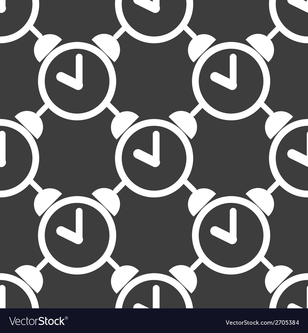 Alarm clock web icon flat design seamless pattern