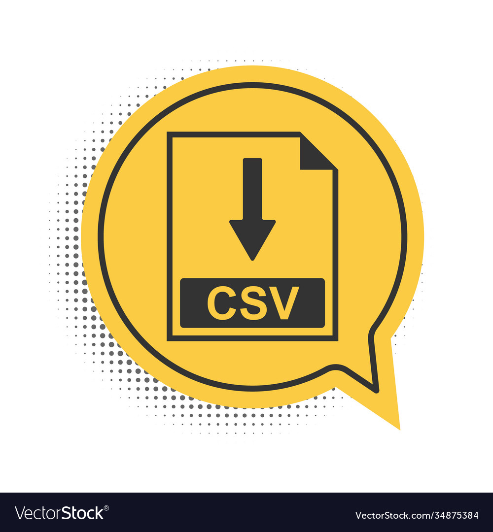 Black csv file document icon download button vector image Black csv file document icon download button