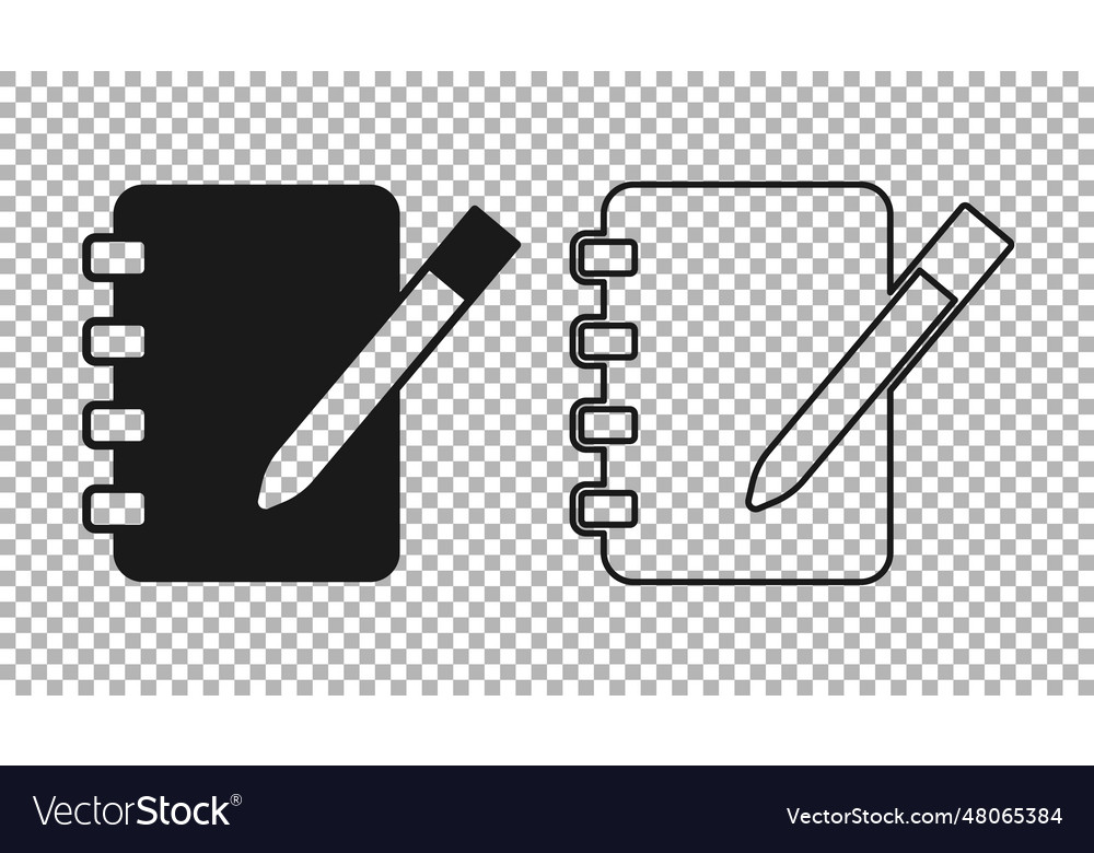 Black notebook icon isolated on transparent