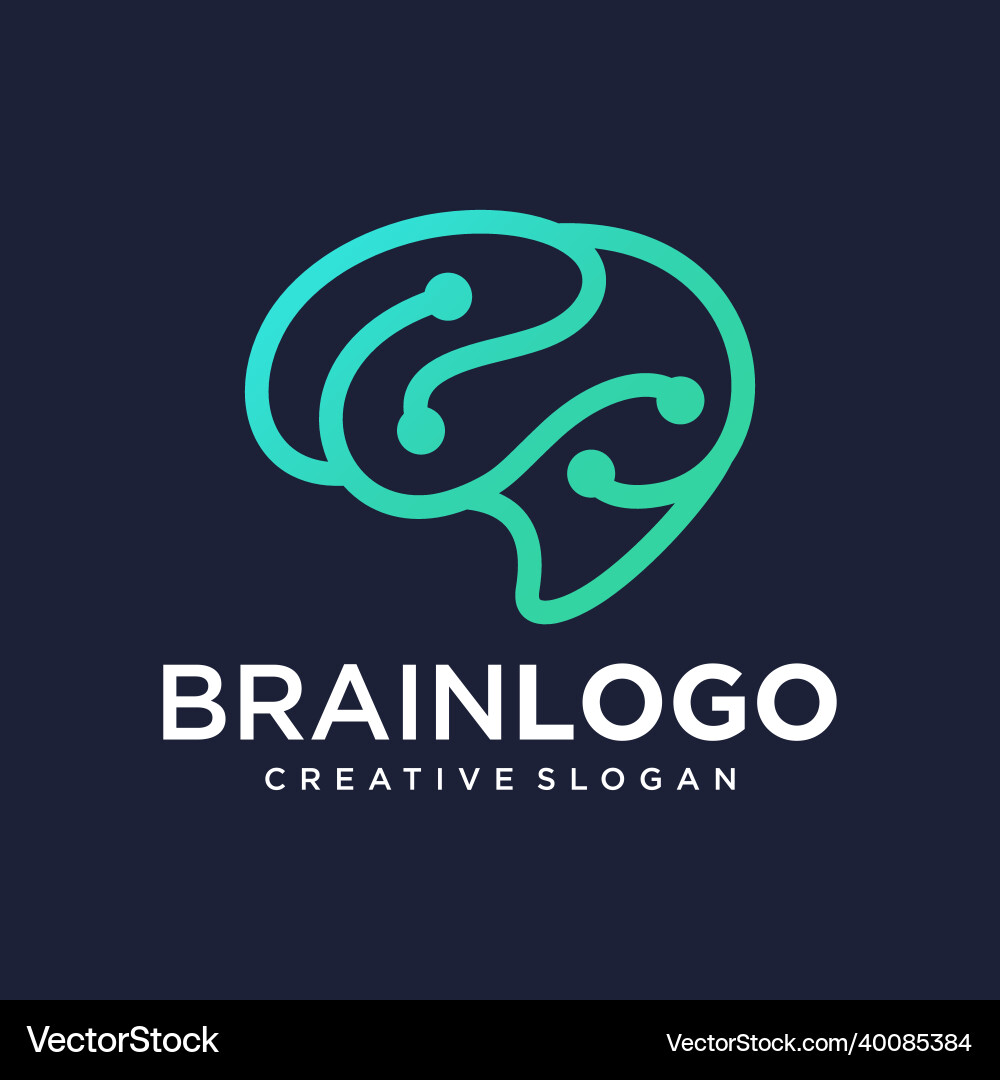Brain technology logo design template Royalty Free Vector