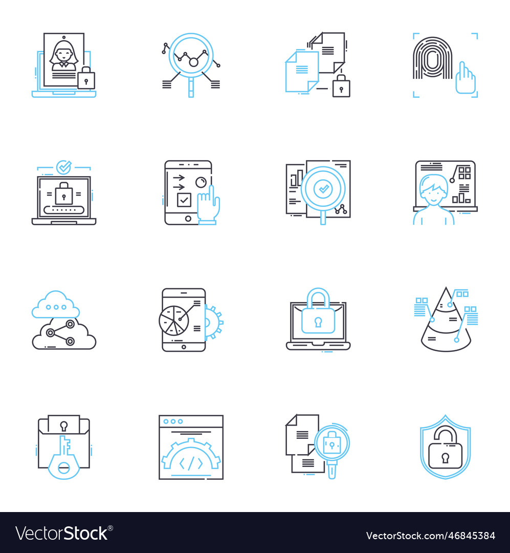 Computer Programmieren lineare Icons kodieren vector image Computer Programmieren lineare Icons kodieren