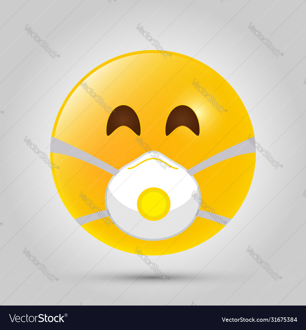 Emoji with white mouth mask yellow icon Royalty Free Vector