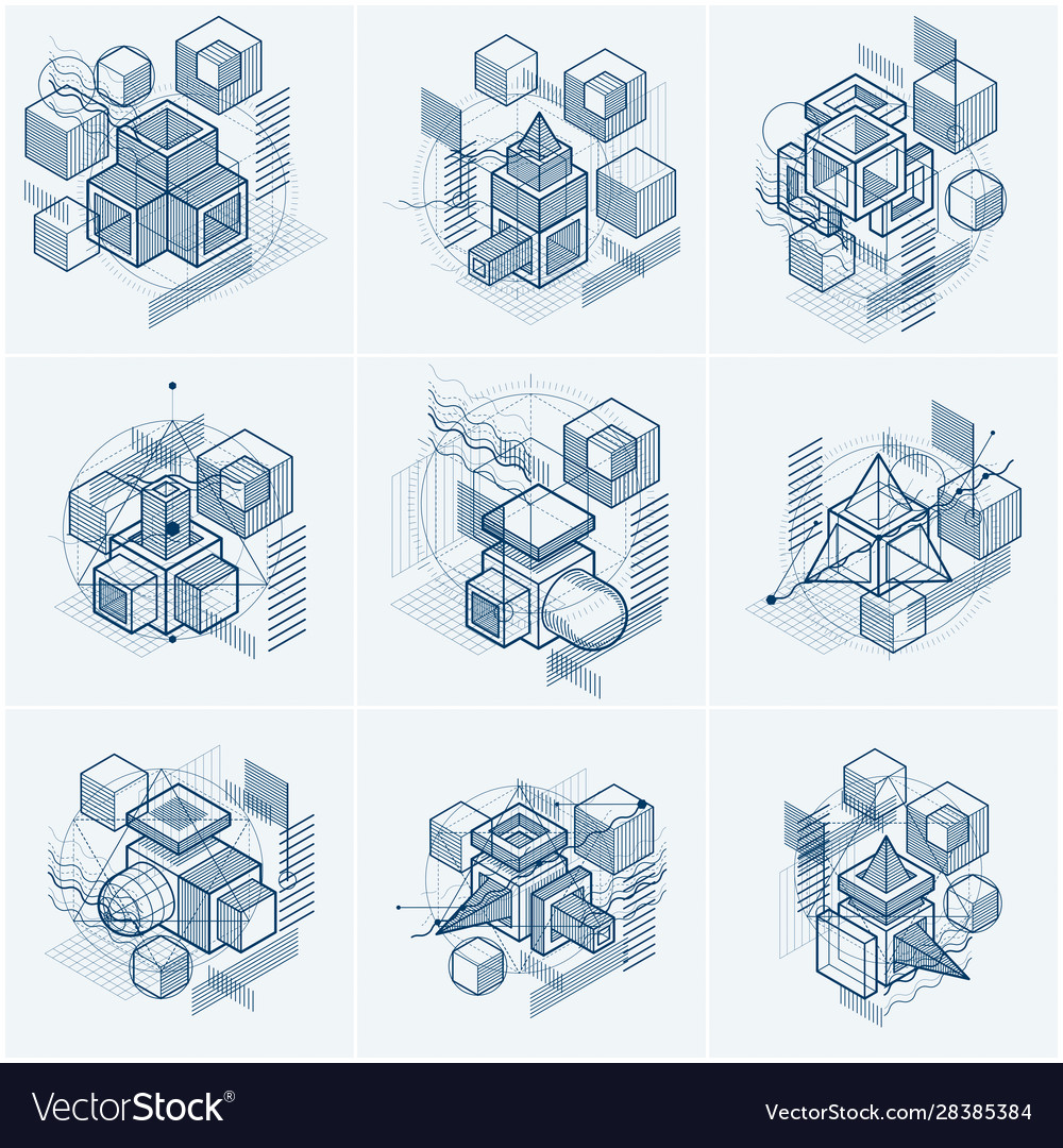 Isometric linear abstract backgrounds lined vector image Isometric linear abstract backgrounds lined