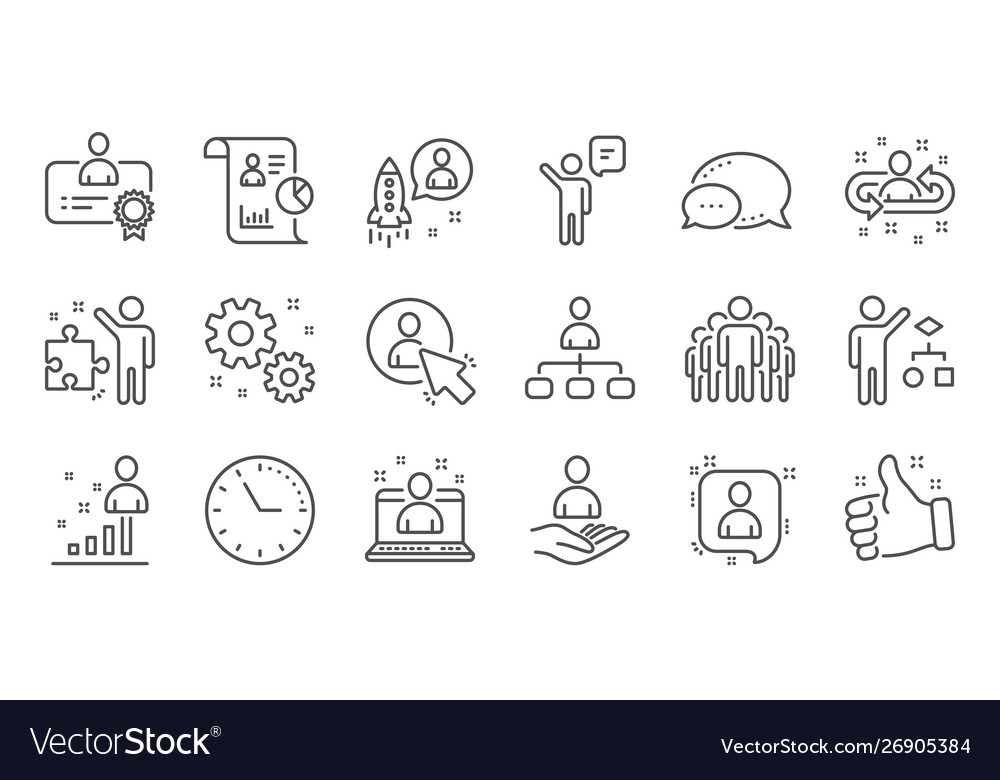 Management line icons business people algorithm