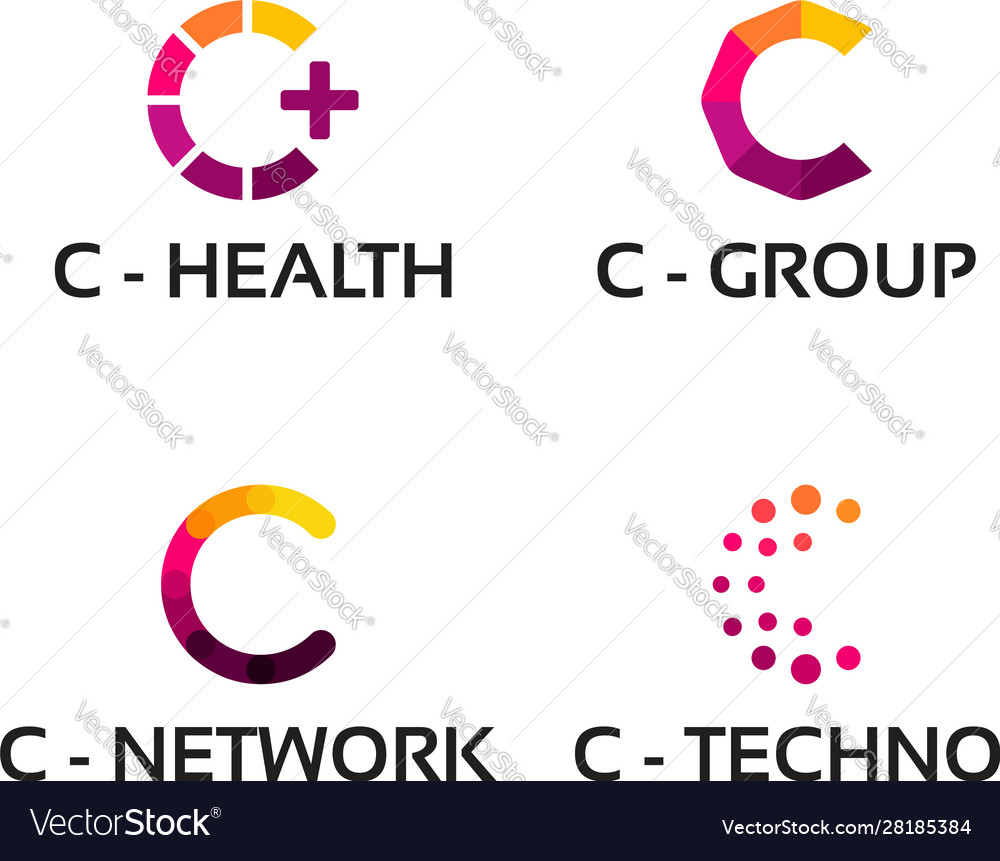 Modern c initial logo template tech