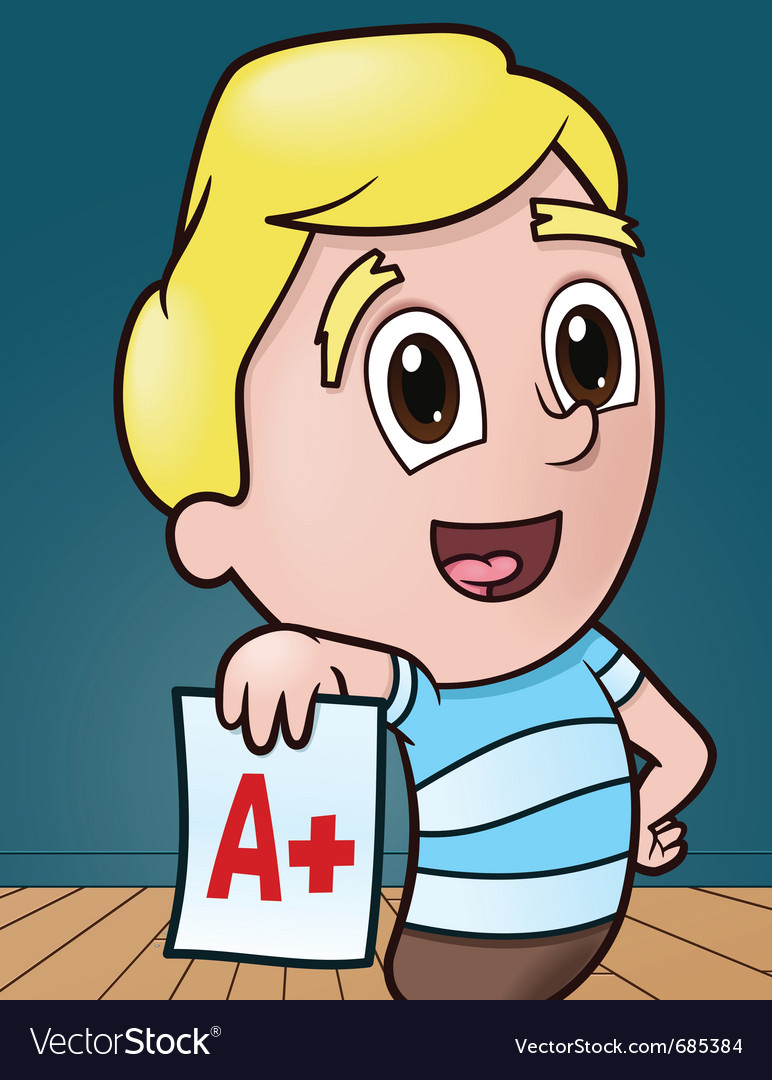 Smiling Boy with Report Card