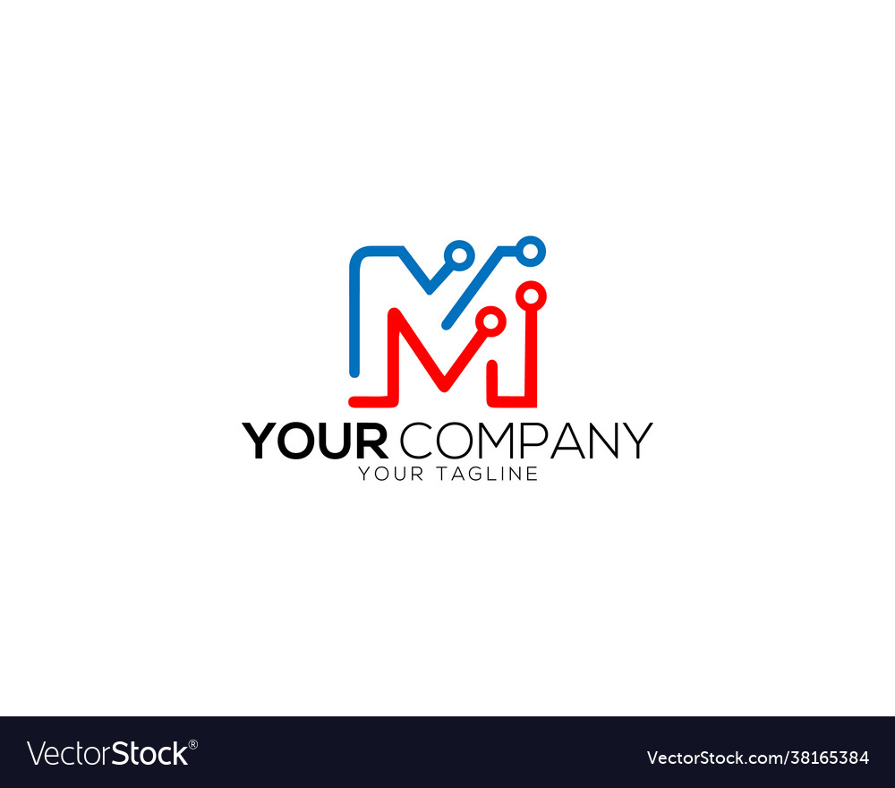 Technology m letter graphic design element Vector Image