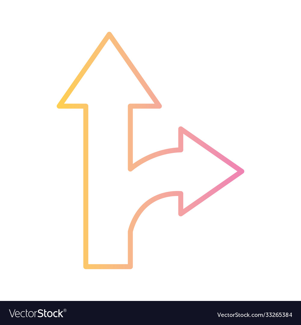 Up and right arrow gradient style icon royalty free vector