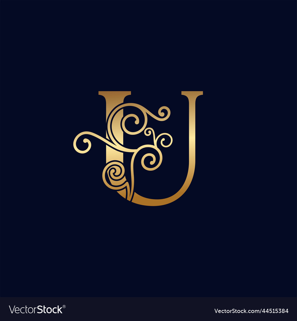 Vip gold logo letter u Royalty Free Vector Image