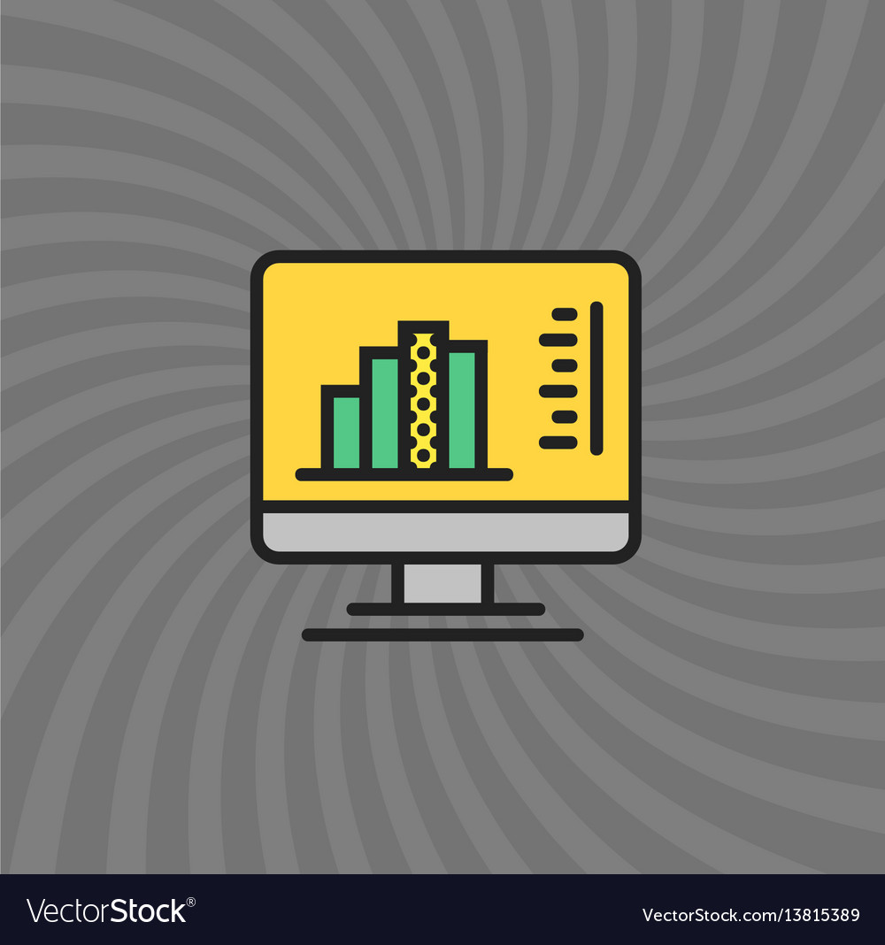 Computer graph icon simple line cartoon