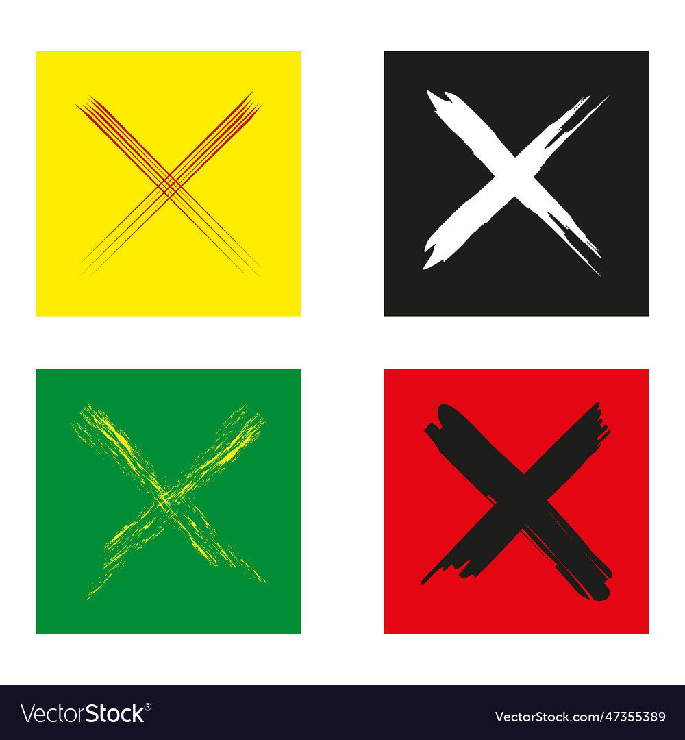 Line crossed set icons in color square buttons