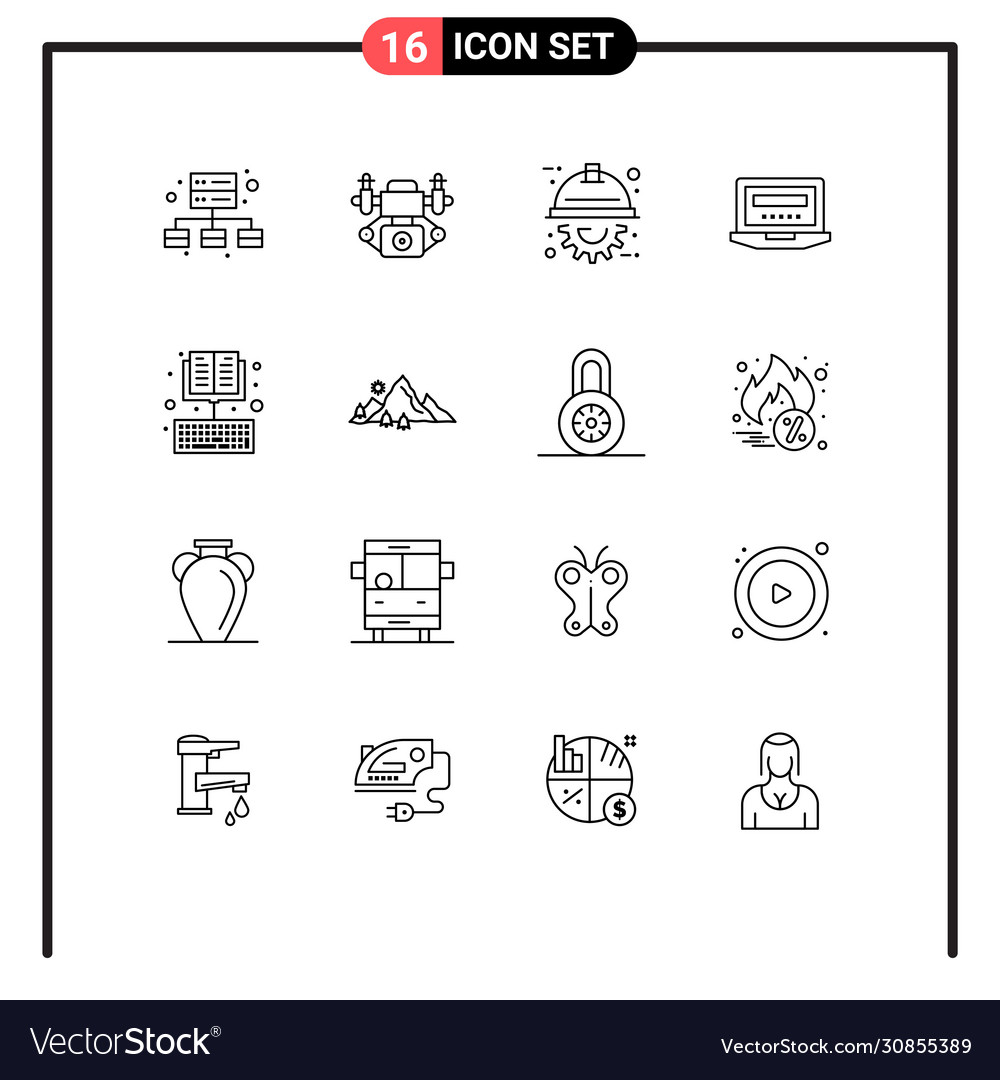 Pictograph set 16 simple outlines education