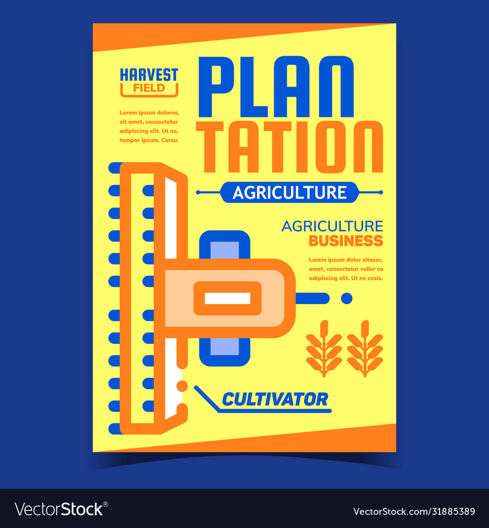 Plantation agriculture combine promo poster Vector Image