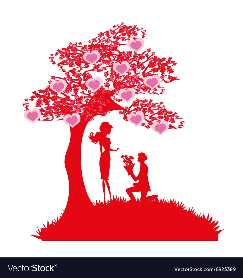 Proposal wedding - couple silhouette Royalty Free Vector