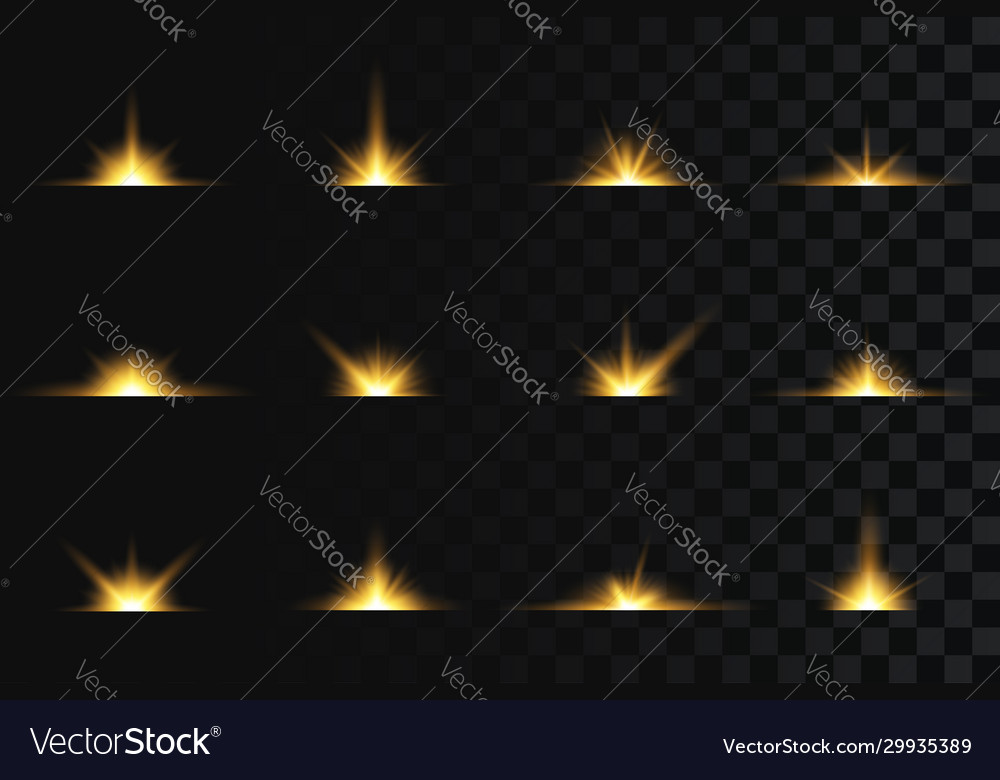 Set exploding flashes star burst and yellow Vector Image