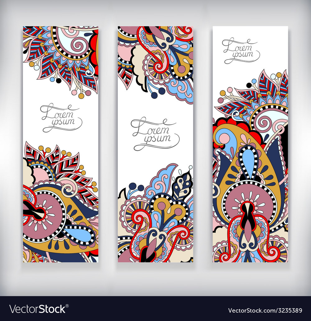 Set of decorative flower template banner card web Vector Image