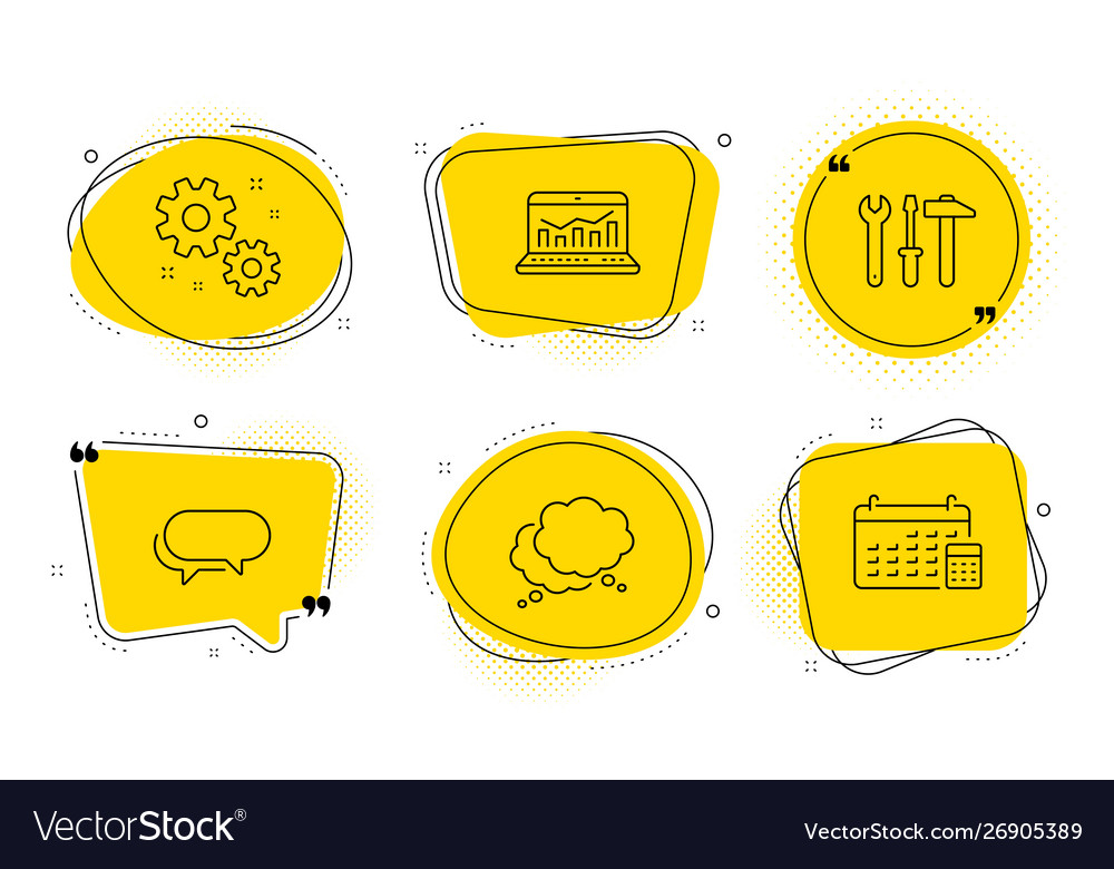 Spanner tool work and speech bubble icons set vector image Spanner tool work and speech bubble icons set