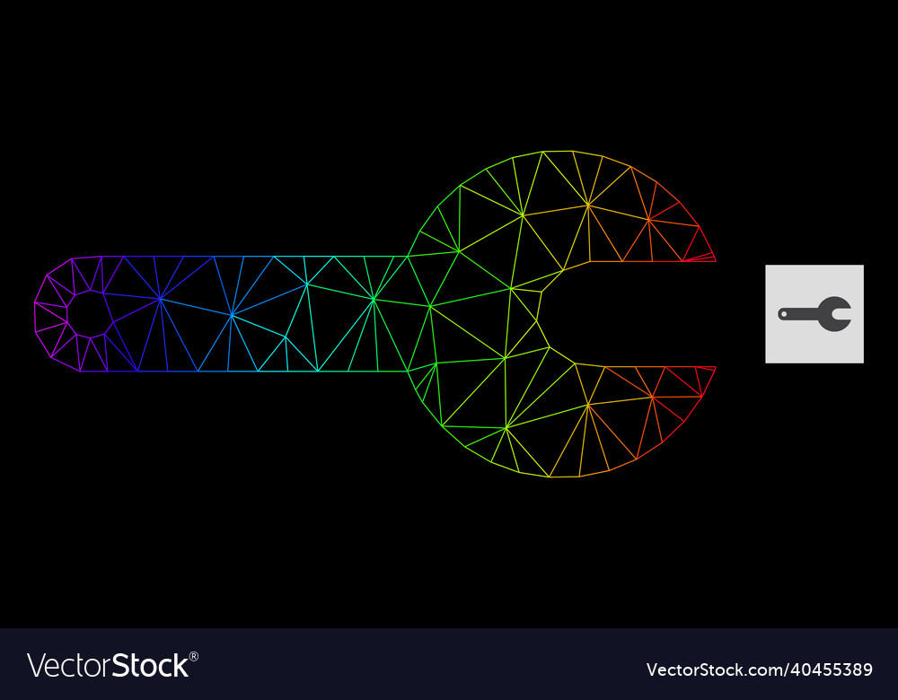 Spectrum gradient polygonal network spanner tool vector image Spectrum gradient polygonal network spanner tool