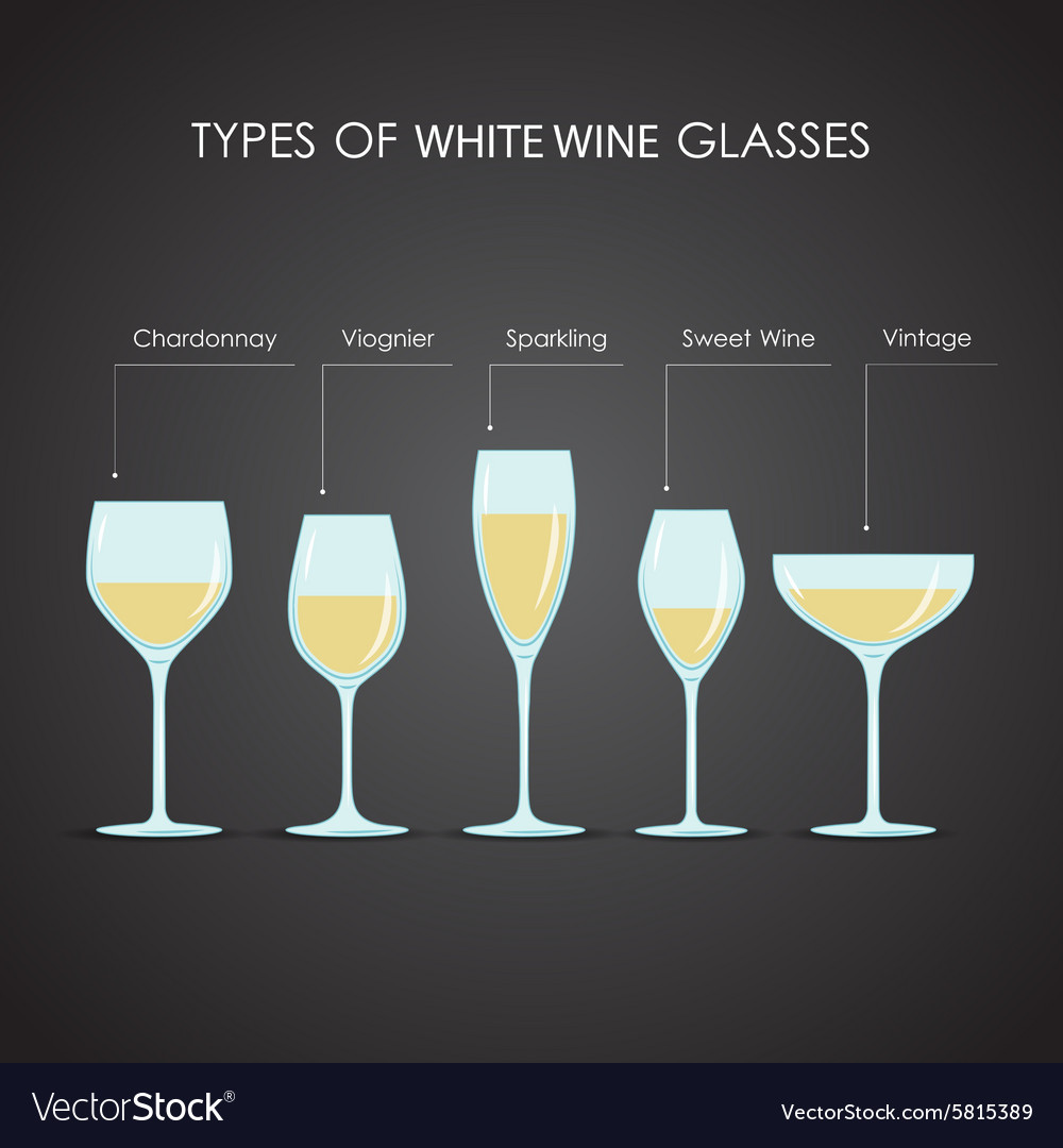 Types Of White Wine Glasses Royalty Free Vector Image