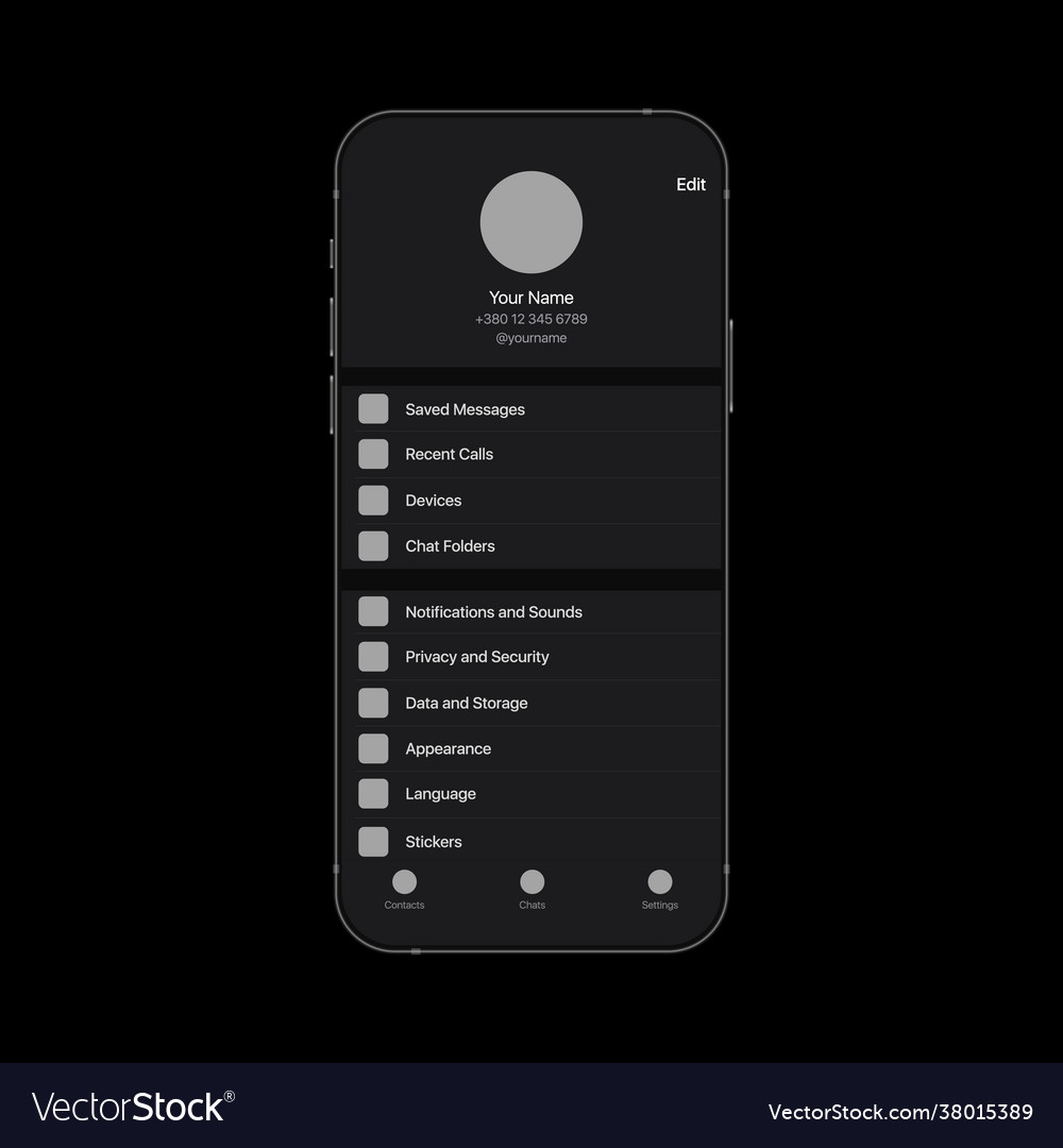 User interface in messenger account profile Vector Image