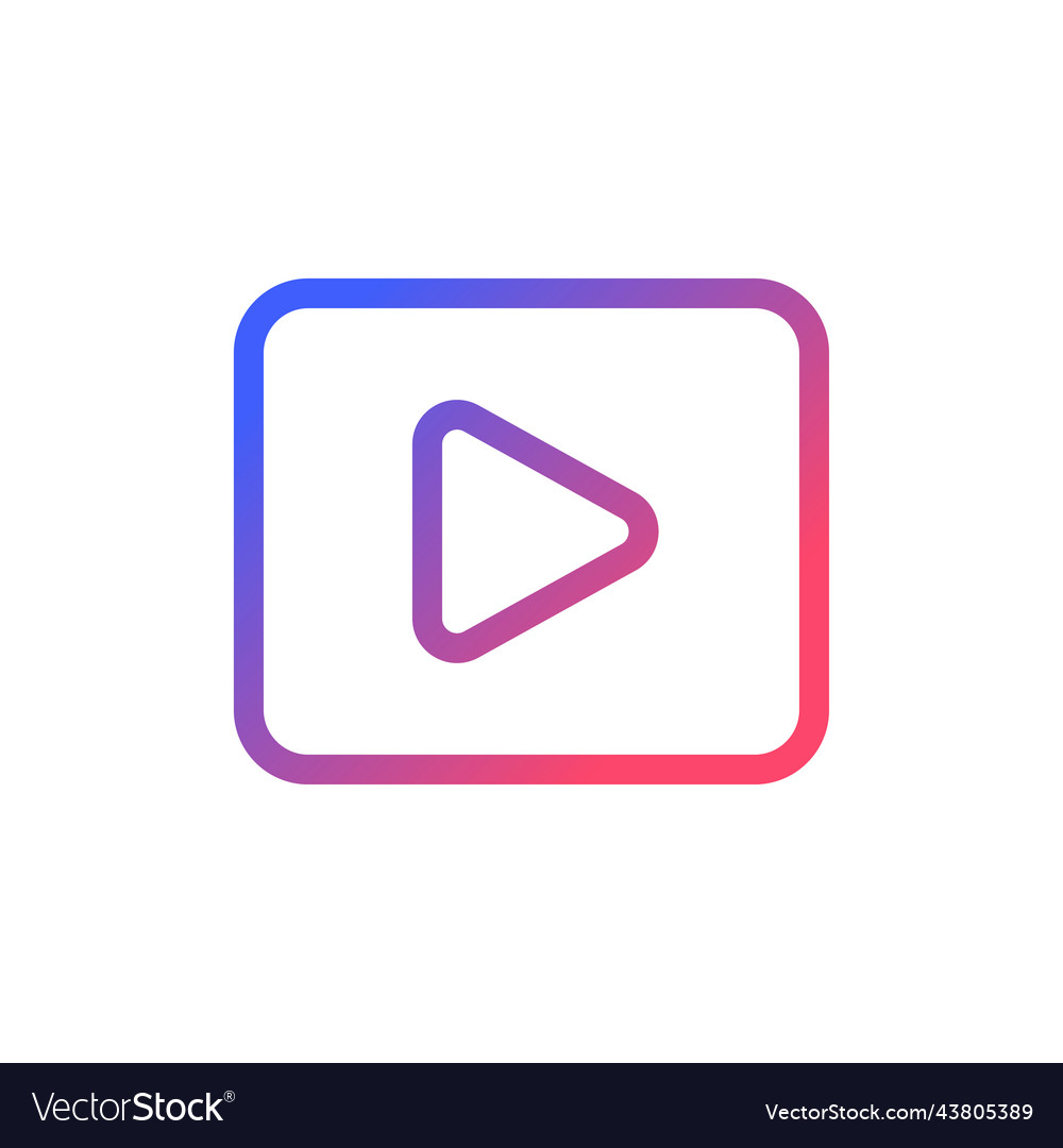 Video pixel perfect gradient linear ui icon vector image Video pixel perfect gradient linear ui icon