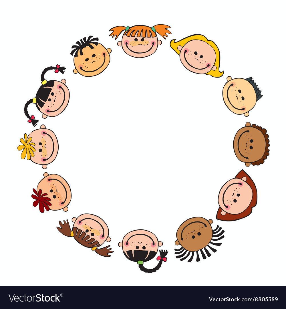 World children in a circle kids smile white Vector Image