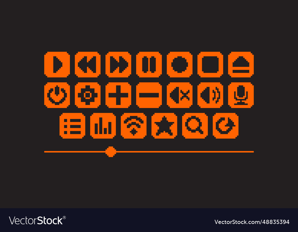8 bit player buttons for audio or video on black