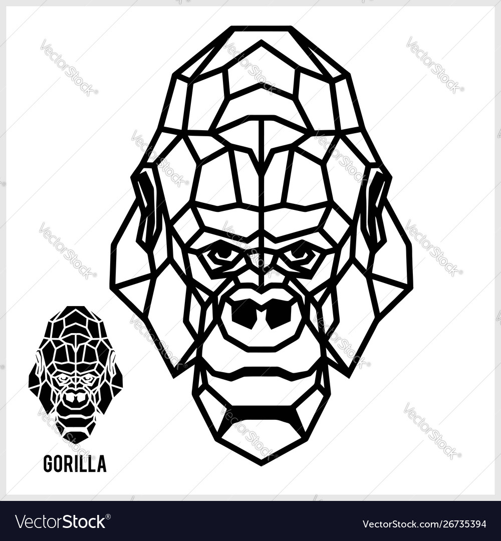 Abstract linear polygonal head a gorilla Vector Image