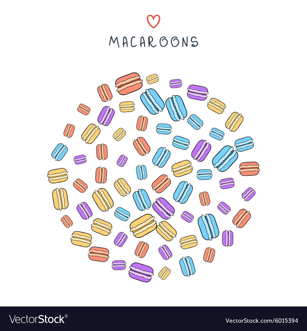 Background of scattered colored doodle macaroon