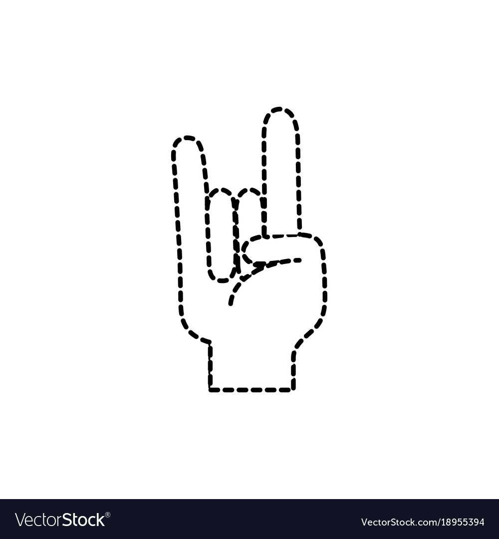 Dotted shape hand with rock gesture symbol