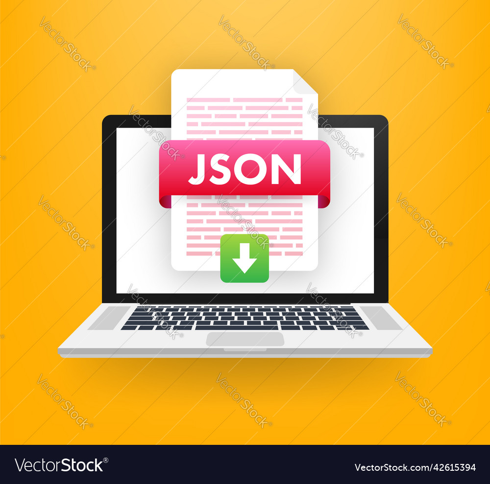 Download json button downloading document concept vector image Download json button downloading document concept