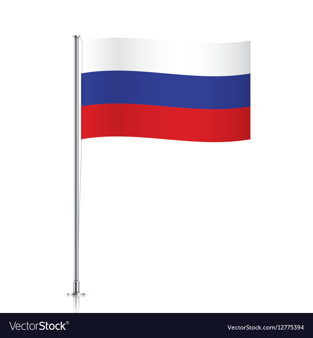 Flag russia waving on a metallic pole Royalty Free Vector