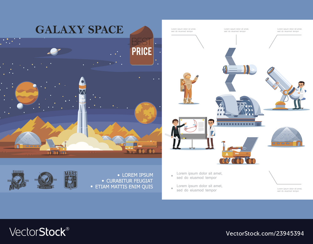 Flat space exploration concept Royalty Free Vector Image