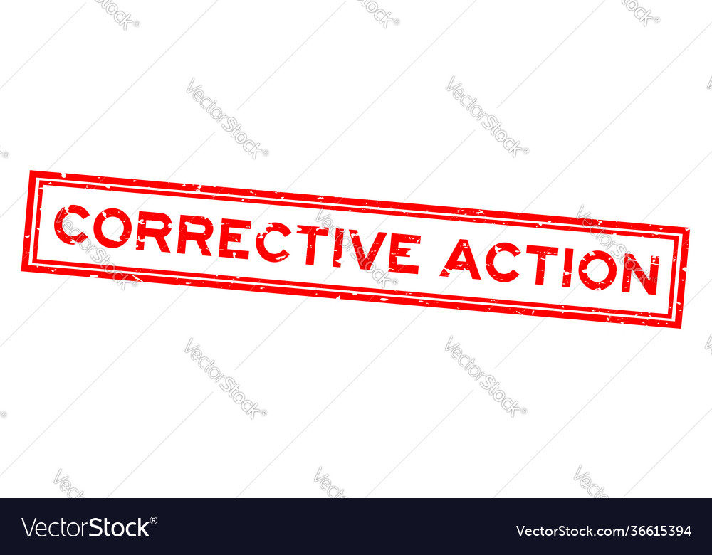 Grunge Red Corrective Action Word Square Rubber Vector Image