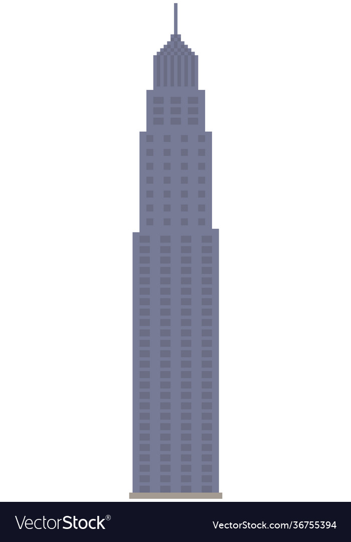 High rise building tower for computer pixel game vector image High rise building tower for computer pixel game