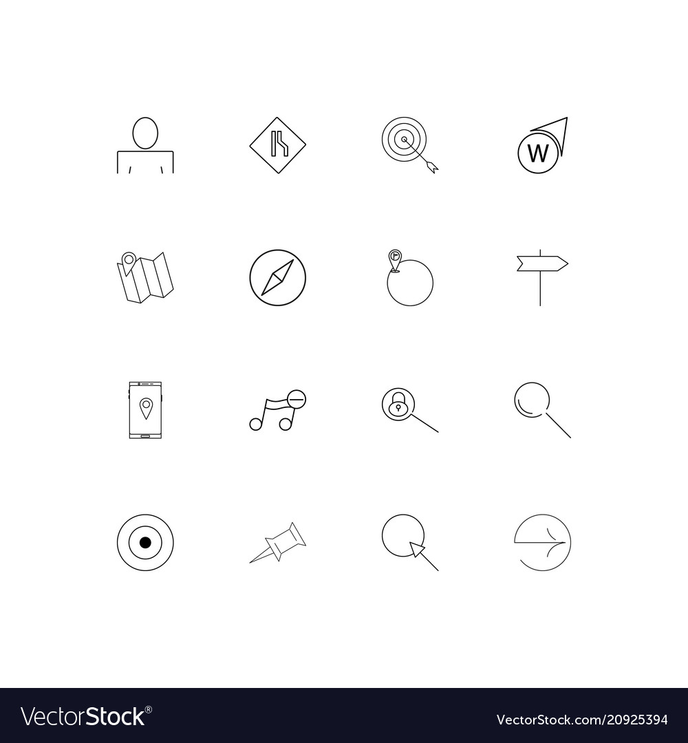 Maps and navigation linear thin icons set