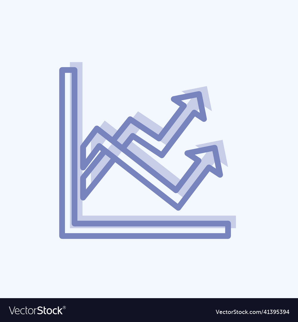 Multiple line graph icon in trendy two tone style