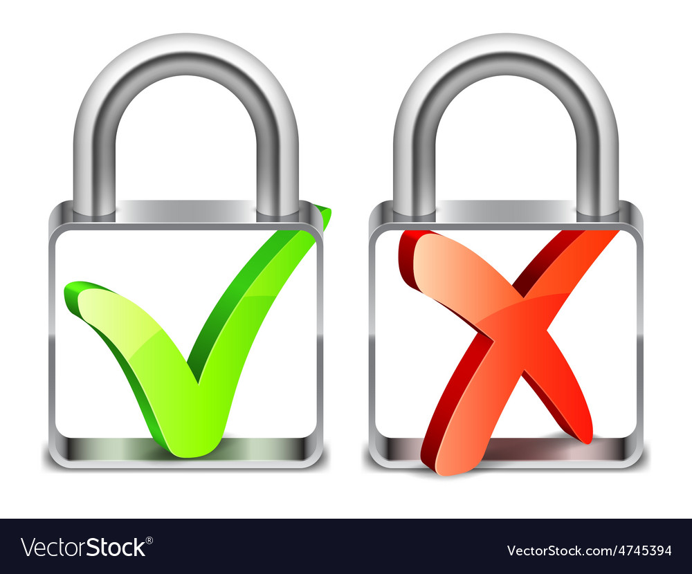 Padlocks with check symbols Royalty Free Vector Image