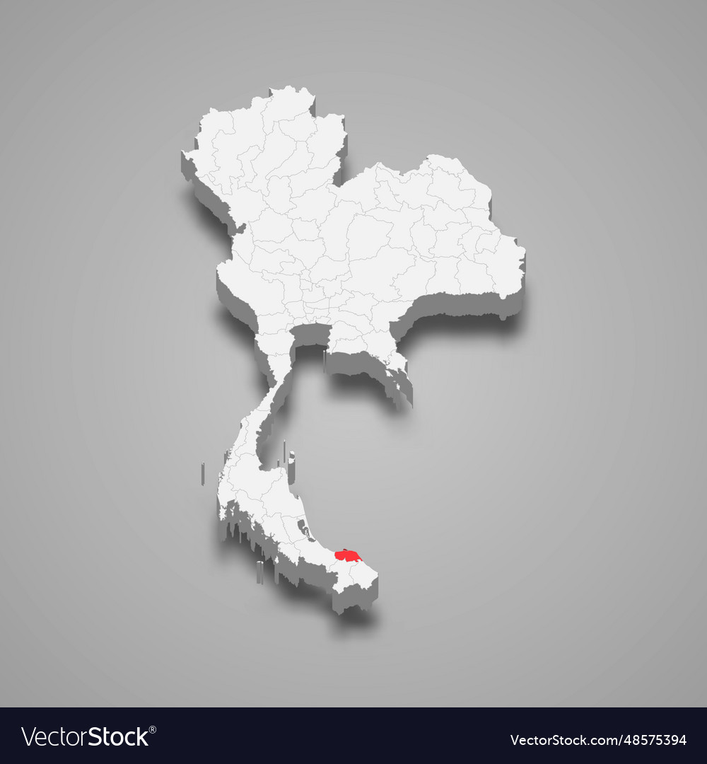 Pattani province location thailand 3d map Vector Image