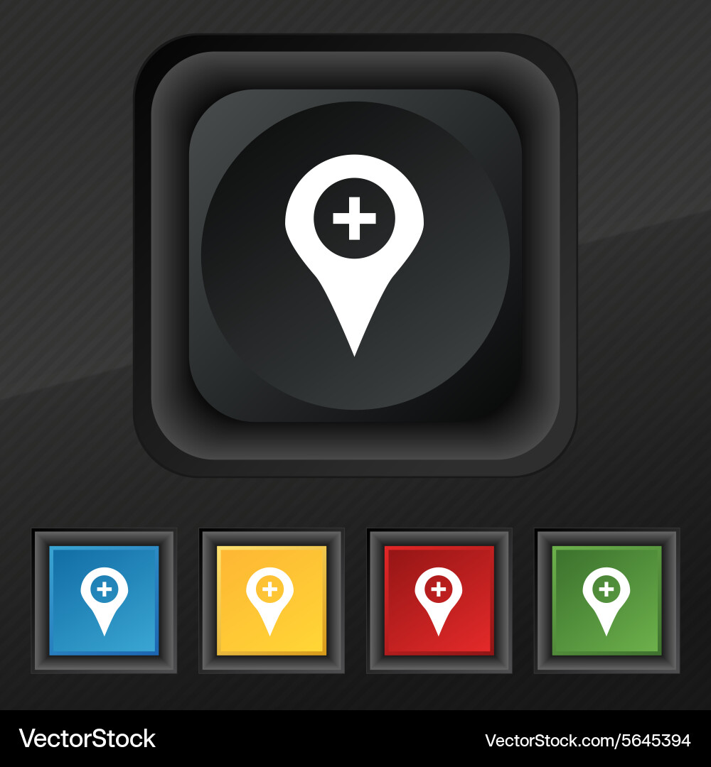 Plus map pointer gps location icon symbol set Vector Image