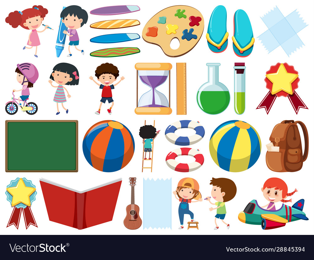 Set isolated objects theme childhood vector image Set isolated objects theme childhood