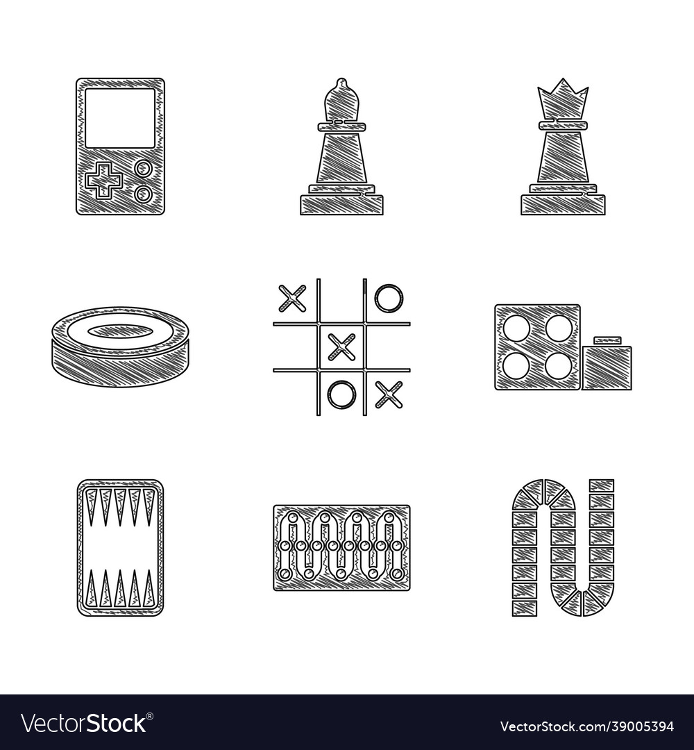 Set tic tac toe game board toy building block vector image Set tic tac toe game board toy building block