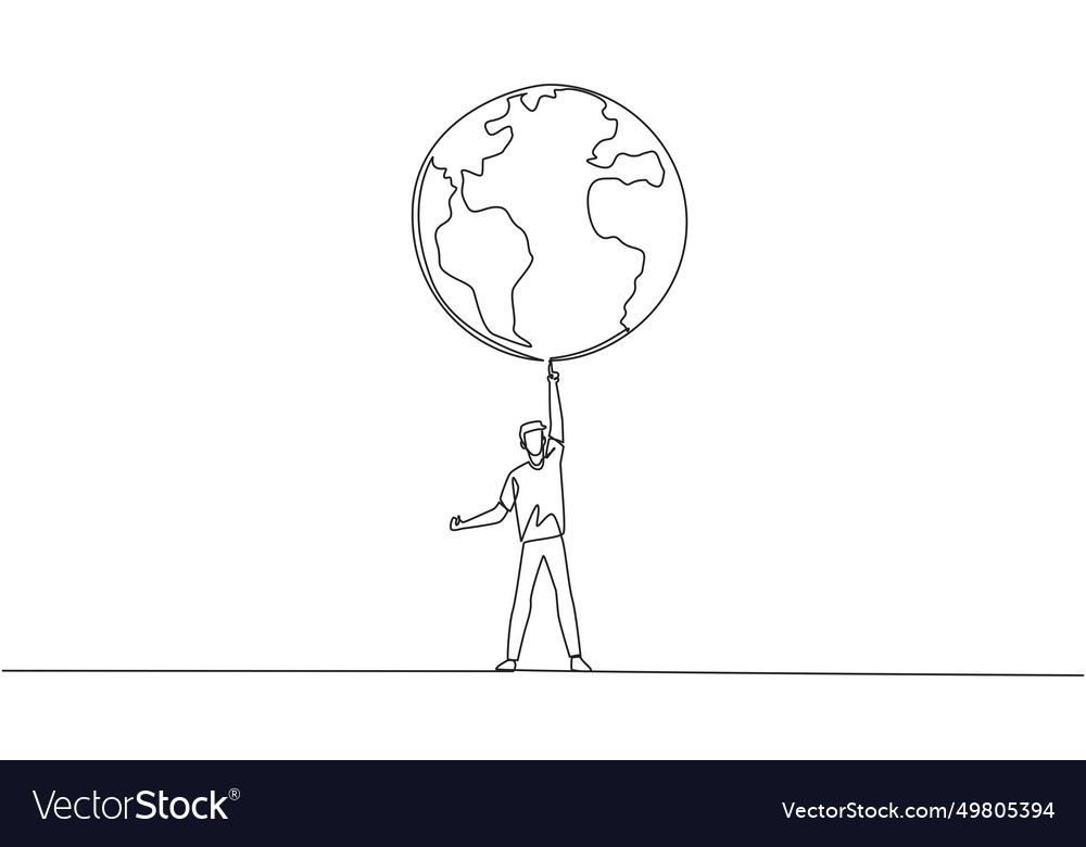 Single continuous line drawing man standing Vector Image