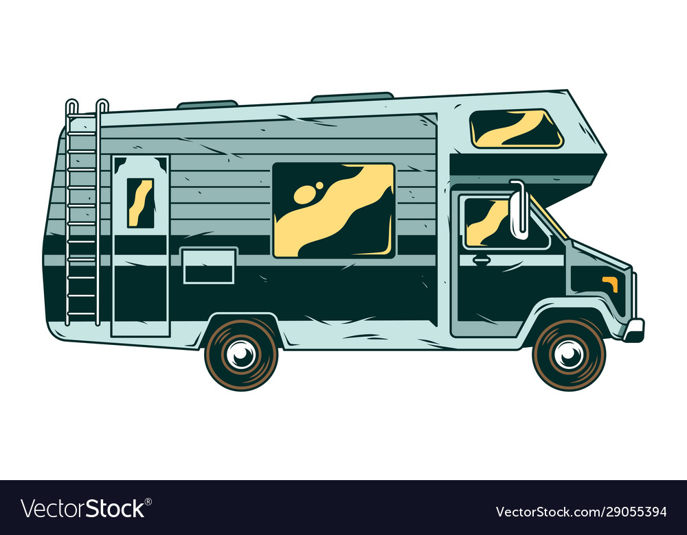 Vintage recreational vehicle camper car Royalty Free Vector